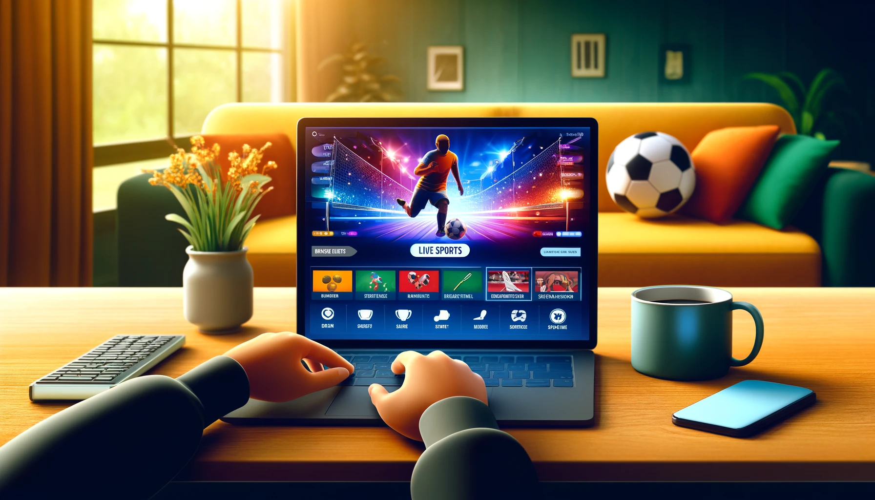 A vibrant illustration showcasing streameastxyz live streaming sports interface.