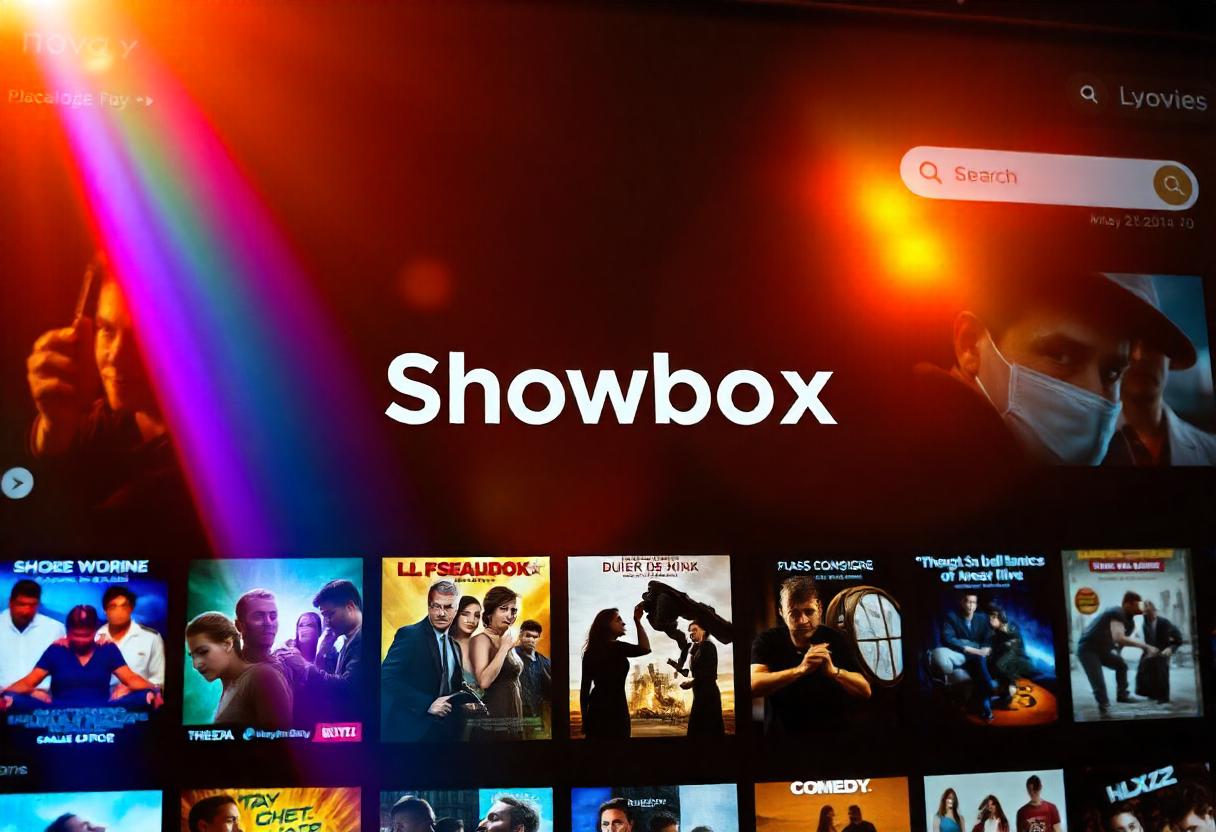 A vibrant graphic representing ShowboxMovies and free movie streaming.