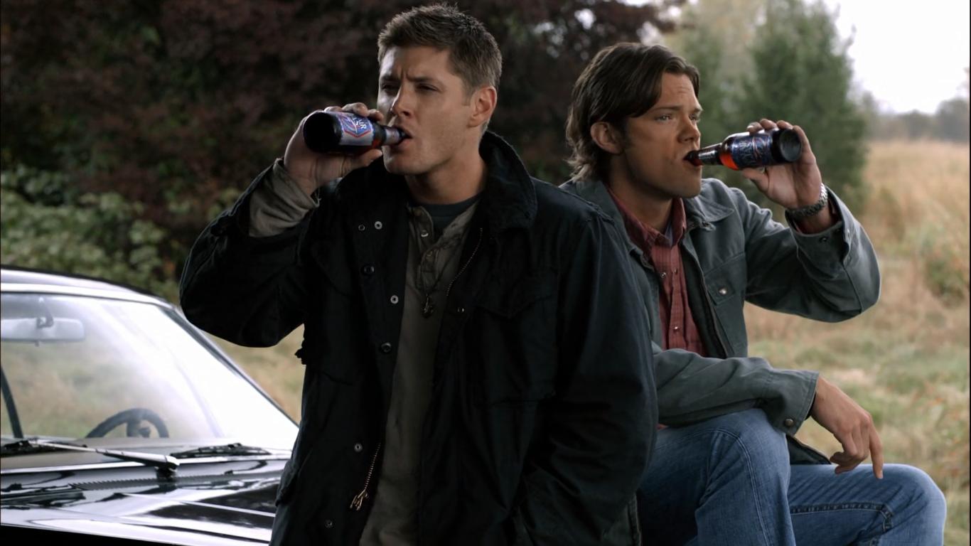 Dean Winchester and Castiel in a dramatic scene from Supernatural Season 4, Episode 10, "Heaven and Hell."