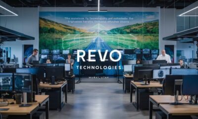 Revo Technologies office building in Murray, Utah, showcasing modern tech innovation.