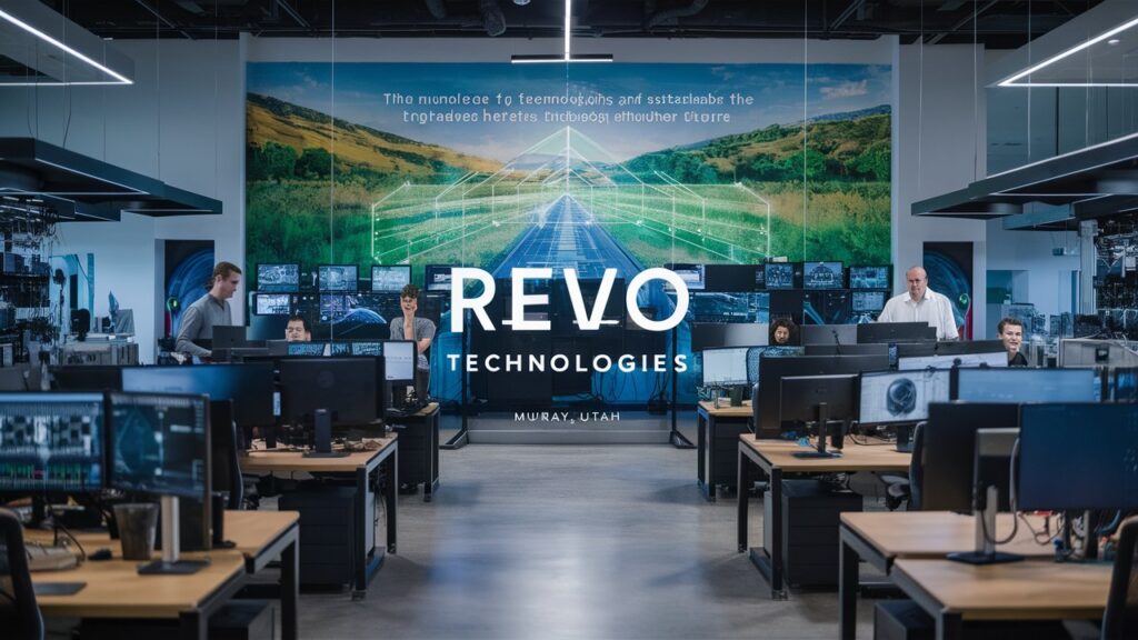 Revo Technologies office building in Murray, Utah, showcasing modern tech innovation.