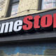 A fluctuating stock market chart showing the dramatic rise and fall of GameStop (GME) stock prices.