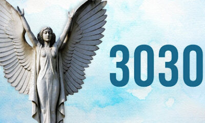 A serene background with the numbers "3030" glowing, symbolizing spiritual guidance and harmony.